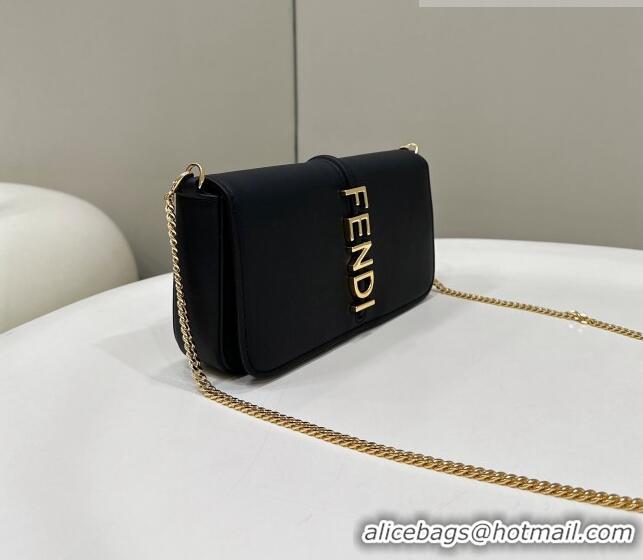 Good Looking Fendi Fendigraphy Leather Wallet On Chain F3105 Black 2023