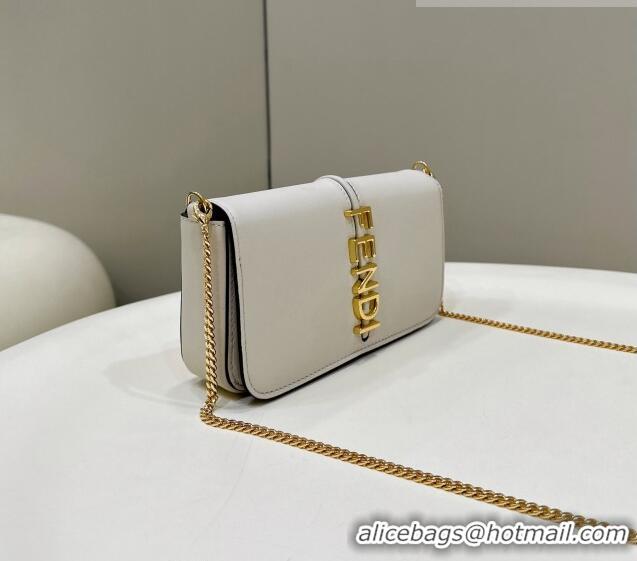 Top Grade Fendi Fendigraphy Leather Wallet On Chain F3105 White 2023