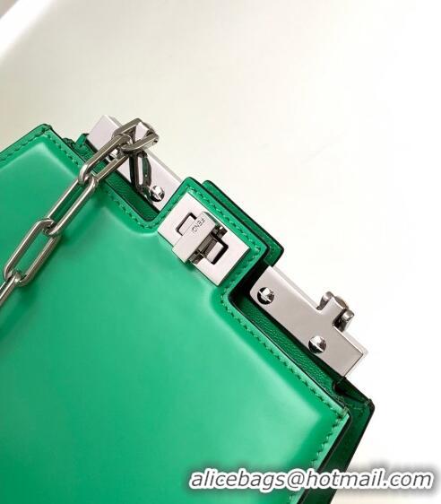 Cheapest Fendi Peekaboo Cut Petite Mini Bag in Glossy Leather F3109 Green 2023 