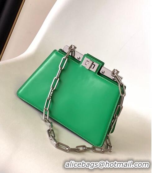 Cheapest Fendi Peekaboo Cut Petite Mini Bag in Glossy Leather F3109 Green 2023 