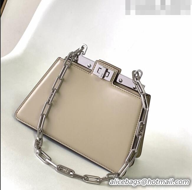 Top Design Fendi Peekaboo Cut Petite Mini Bag in Glossy Leather F3109 Grey 2023