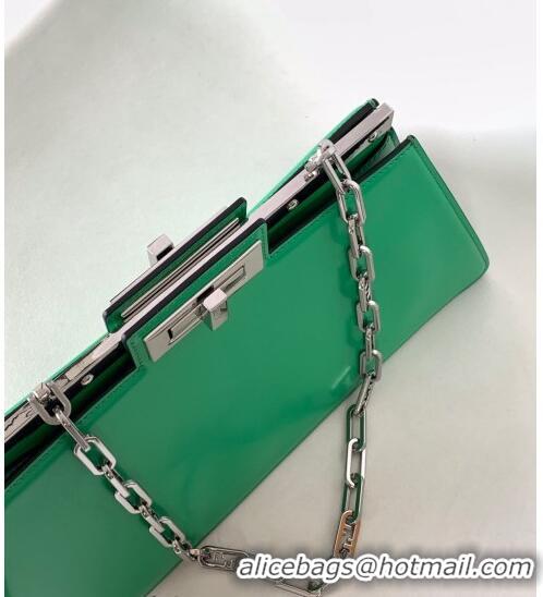 Lower Price Fendi Peekaboo Cut Medium Bag in Glossy Leather F3111 Green 2023