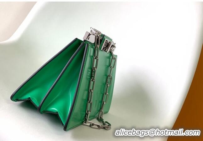 Lower Price Fendi Peekaboo Cut Medium Bag in Glossy Leather F3111 Green 2023