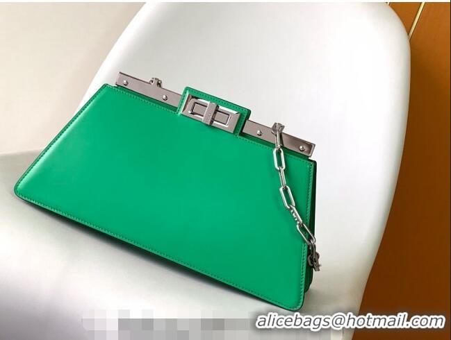 Lower Price Fendi Peekaboo Cut Medium Bag in Glossy Leather F3111 Green 2023