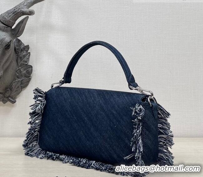 Classic Specials Fendi Baguette Medium Bag in Denim with fringe F3117 Dark Blue 2023