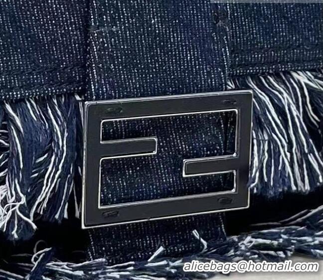 Classic Specials Fendi Baguette Medium Bag in Denim with fringe F3117 Dark Blue 2023