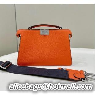 Famous Brand Fendi Peekaboo ISeeU XCross Bag in Grained Leather F3126 Orange 2023