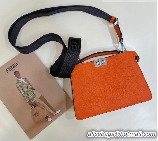 Famous Brand Fendi Peekaboo ISeeU XCross Bag in Grained Leather F3126 Orange 2023