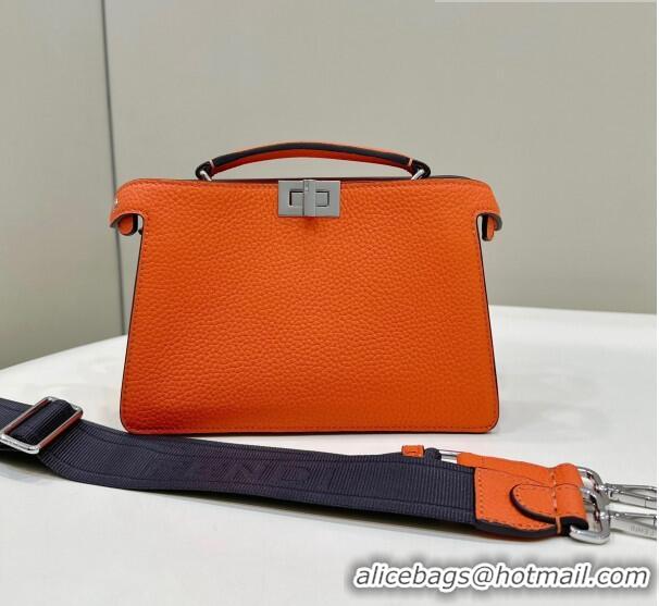 Famous Brand Fendi Peekaboo ISeeU XCross Bag in Grained Leather F3126 Orange 2023