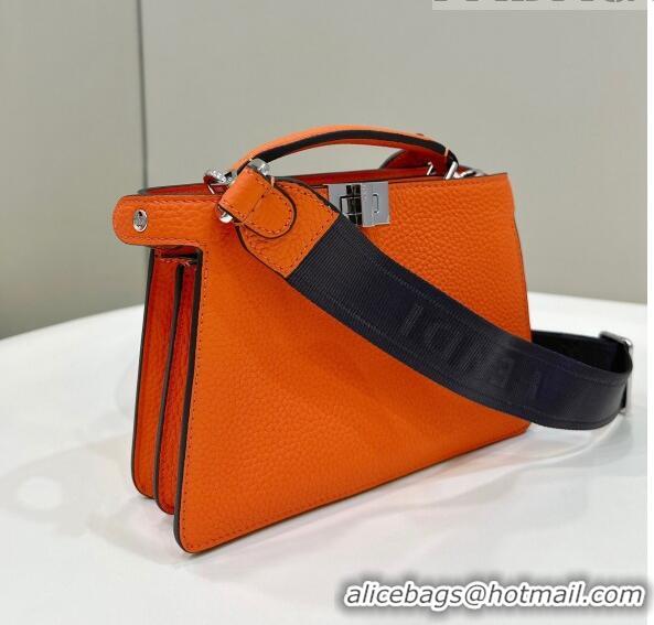 Famous Brand Fendi Peekaboo ISeeU XCross Bag in Grained Leather F3126 Orange 2023