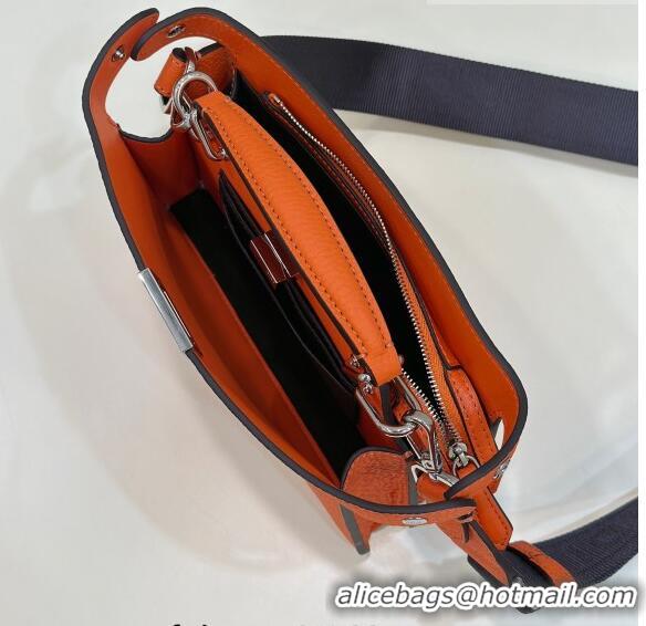 Famous Brand Fendi Peekaboo ISeeU XCross Bag in Grained Leather F3126 Orange 2023