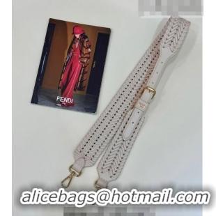 Low Price Fendi Strap You Shoulder Strap in Braided Leather 9001 White 2023