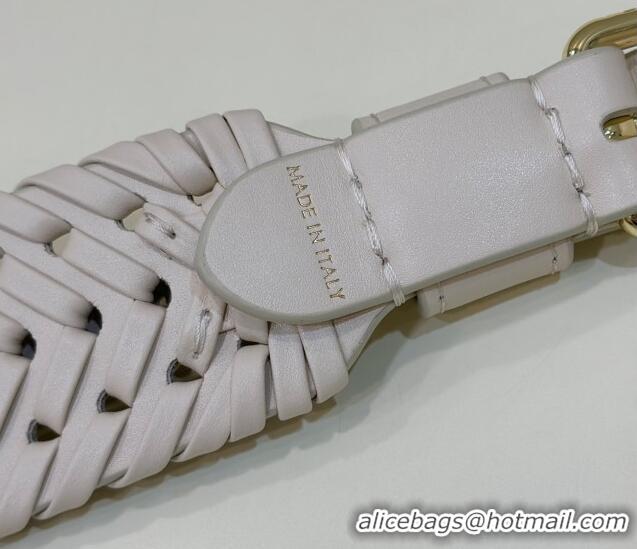 Low Price Fendi Strap You Shoulder Strap in Braided Leather 9001 White 2023