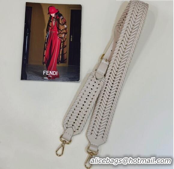 Low Price Fendi Strap You Shoulder Strap in Braided Leather 9001 White 2023