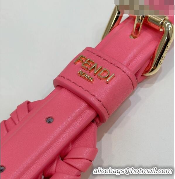 Luxury Cheap Fendi Strap You Shoulder Strap in Braided Leather 9001 Pink 2023