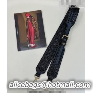 Well Crafted Fendi Strap You Shoulder Strap in Braided Leather 9001 Black 2023