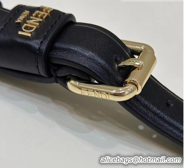 Well Crafted Fendi Strap You Shoulder Strap in Braided Leather 9001 Black 2023