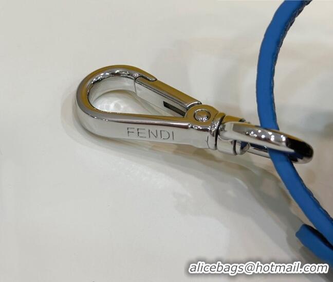 Fendi Bucket bag Charm in Leather and FF Fabric 6803 Blue 2023