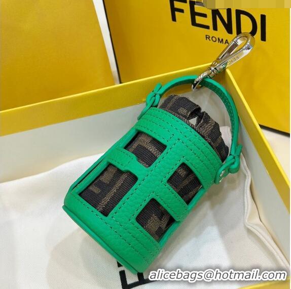 Popular Style Fendi Bucket bag Charm in Leather and FF Fabric 6803 Green 2023