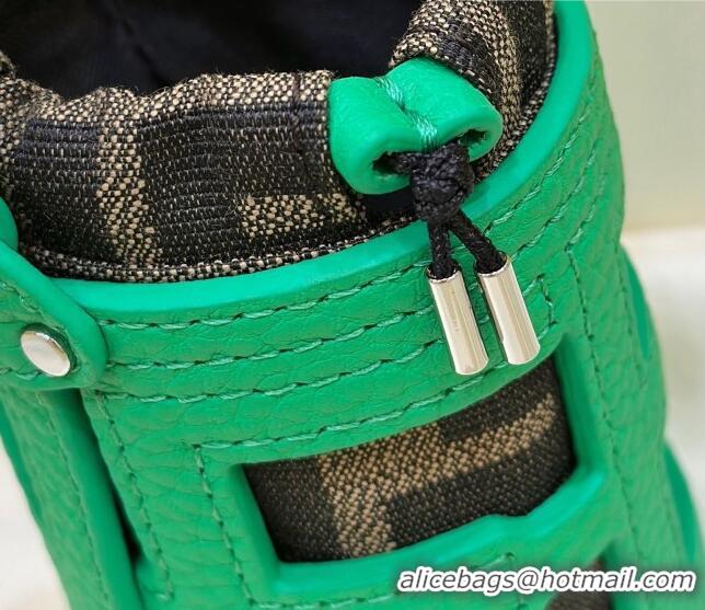 Popular Style Fendi Bucket bag Charm in Leather and FF Fabric 6803 Green 2023