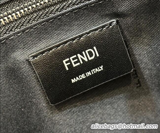 Luxurious Fendi Drawstring Backpack Large Bag in FF Denim 8583 Dark Blue 2022