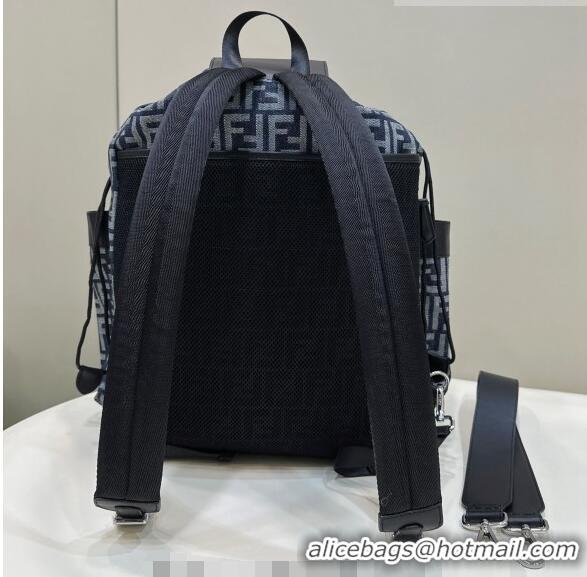 Luxurious Fendi Drawstring Backpack Large Bag in FF Denim 8583 Dark Blue 2022