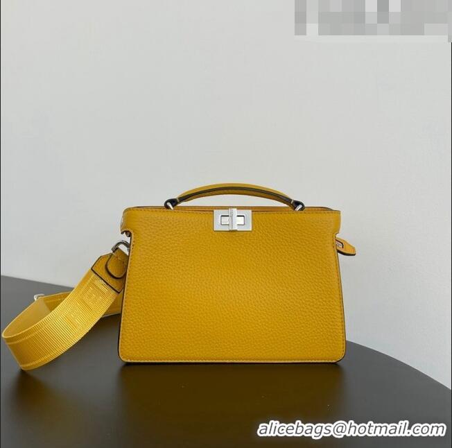 Buy Discount Fendi Peekaboo ISeeU XCross Bag in Grained Leather F6120 Yellow 2023