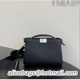 Super Quality Fendi Peekaboo ISeeU XCross Bag in Grained Leather F6120 Black 2023