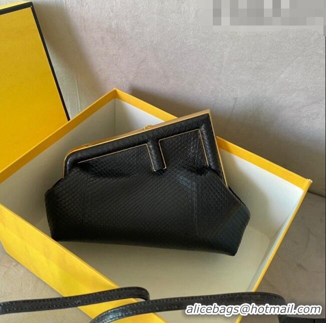 New Fashion Fendi First Small Leather Bag in Pythonskin Leather 128M Black 2023