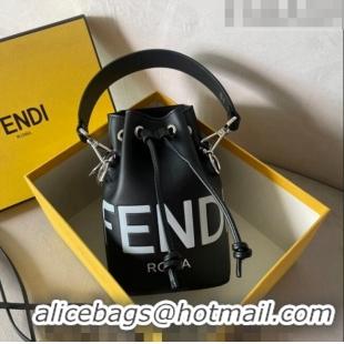 Cheap Price Fendi Mon Tresor Leather Mini Bucket Bag F0071 Black/White 2023