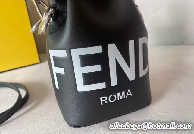 Cheap Price Fendi Mon Tresor Leather Mini Bucket Bag F0071 Black/White 2023