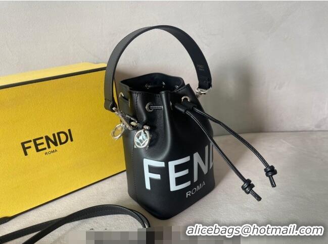 Cheap Price Fendi Mon Tresor Leather Mini Bucket Bag F0071 Black/White 2023