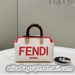 Super Quality Fendi By The Way Canvas Mini Boston Bag F0076 White/Pink 2023