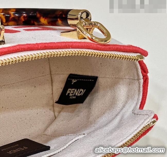 Super Quality Fendi By The Way Canvas Mini Boston Bag F0076 White/Pink 2023