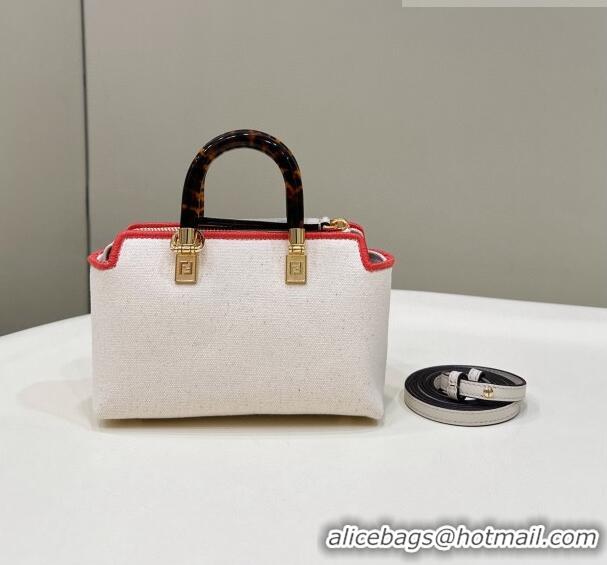 Super Quality Fendi By The Way Canvas Mini Boston Bag F0076 White/Pink 2023