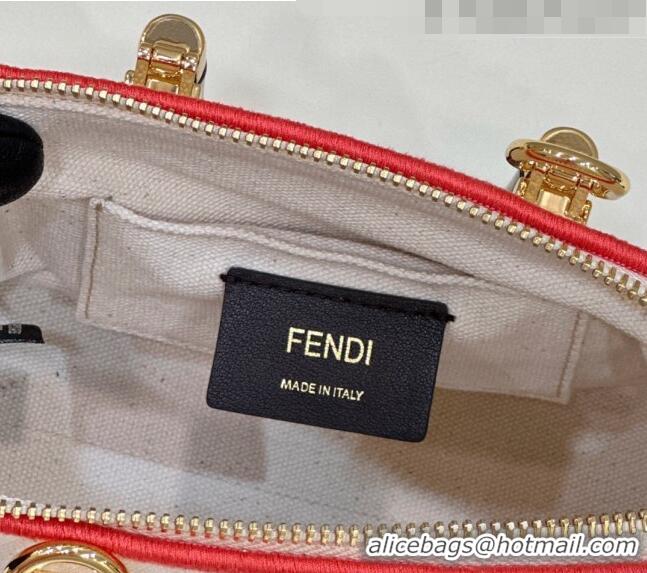 Super Quality Fendi By The Way Canvas Mini Boston Bag F0076 White/Pink 2023