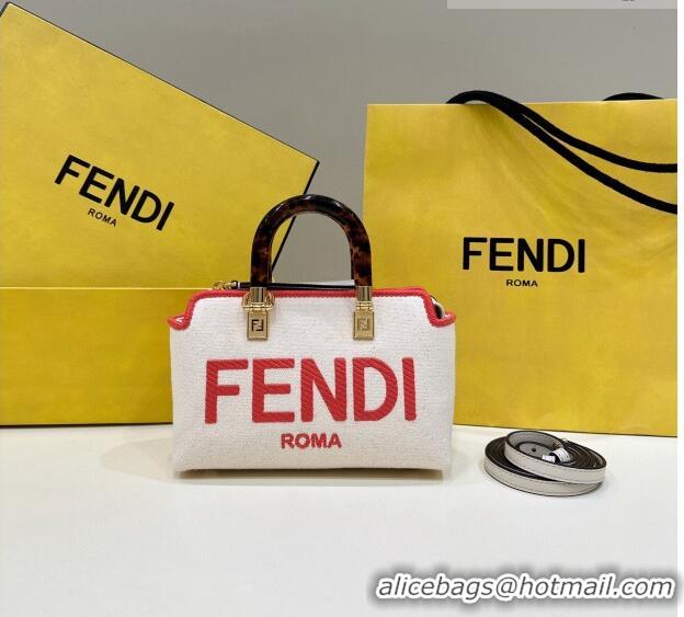 Super Quality Fendi By The Way Canvas Mini Boston Bag F0076 White/Pink 2023