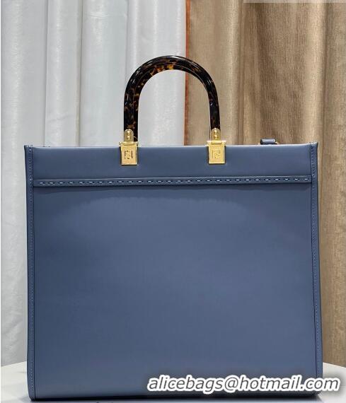 Reasonable Price Fendi Sunshine Leather Medium Shopper Bag with Python-Look Print F0078 Blue 2023