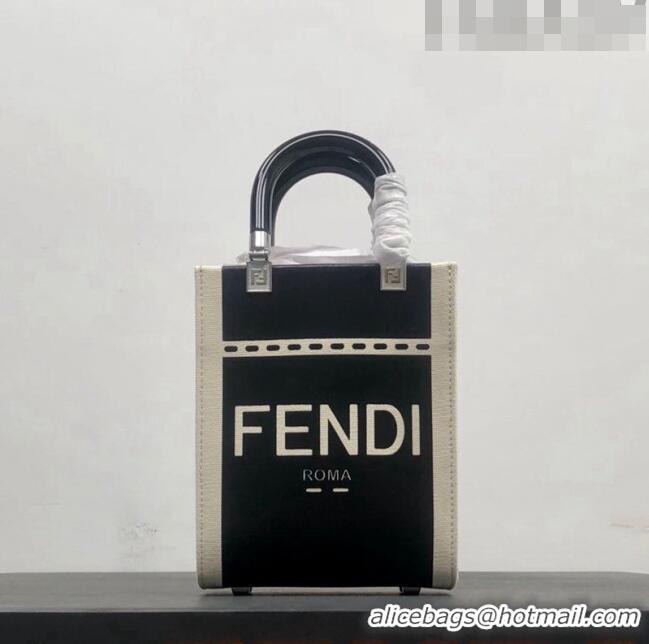 Most Popular Fendi Mini Sunshine Shopper Bag in Canvas and Patent Leather F0083 Black 2023