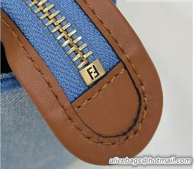 Famous Brand Fendi By The Way Denim Canvas Mini Boston Bag F0092 Light Blue 2023