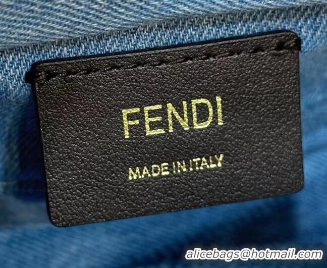 Famous Brand Fendi By The Way Denim Canvas Mini Boston Bag F0092 Light Blue 2023