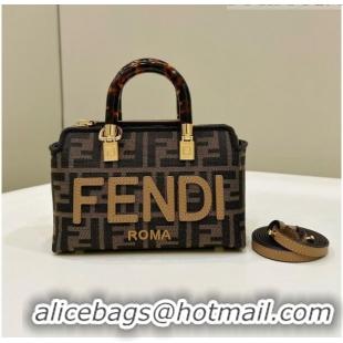 Super Quality Fendi By The Way Mini Boston Bag in FF Fabric 0630 Brown 2023