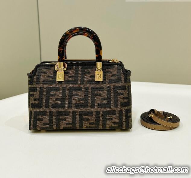 Super Quality Fendi By The Way Mini Boston Bag in FF Fabric 0630 Brown 2023