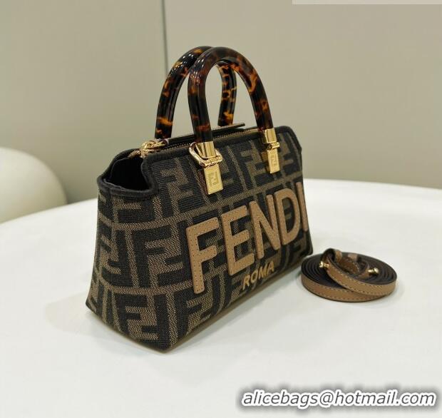 Super Quality Fendi By The Way Mini Boston Bag in FF Fabric 0630 Brown 2023