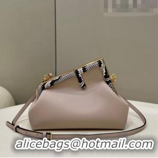 Super Quality Fendi First Small Leather Bag with Python-Look Printed F F0097 Nude 2023