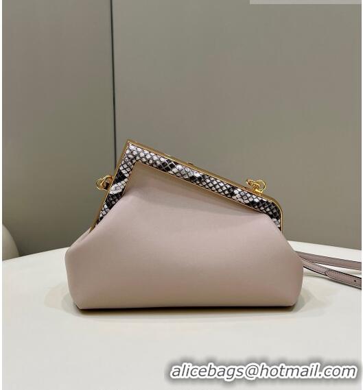 Super Quality Fendi First Small Leather Bag with Python-Look Printed F F0097 Nude 2023