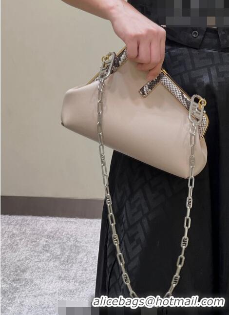 Super Quality Fendi First Small Leather Bag with Python-Look Printed F F0097 Nude 2023