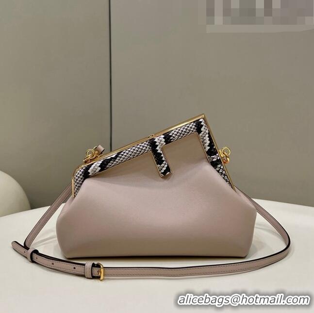 Super Quality Fendi First Small Leather Bag with Python-Look Printed F F0097 Nude 2023