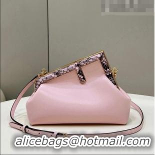 Good Taste Fendi First Small Leather Bag with Python-Look Printed F F0097 Light Pink 2023