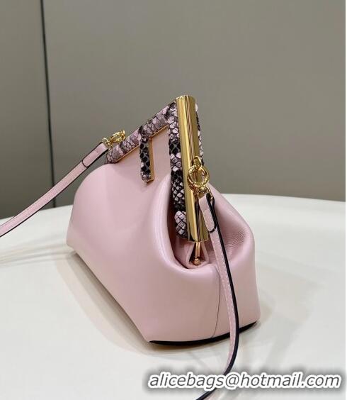 Good Taste Fendi First Small Leather Bag with Python-Look Printed F F0097 Light Pink 2023